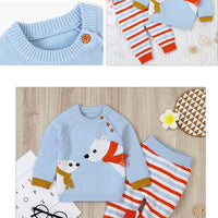 Load image into Gallery viewer, 2 Pieces Set Baby Unisex Animals Cartoon Print Tops And Striped Pants Wholesale 22122926
