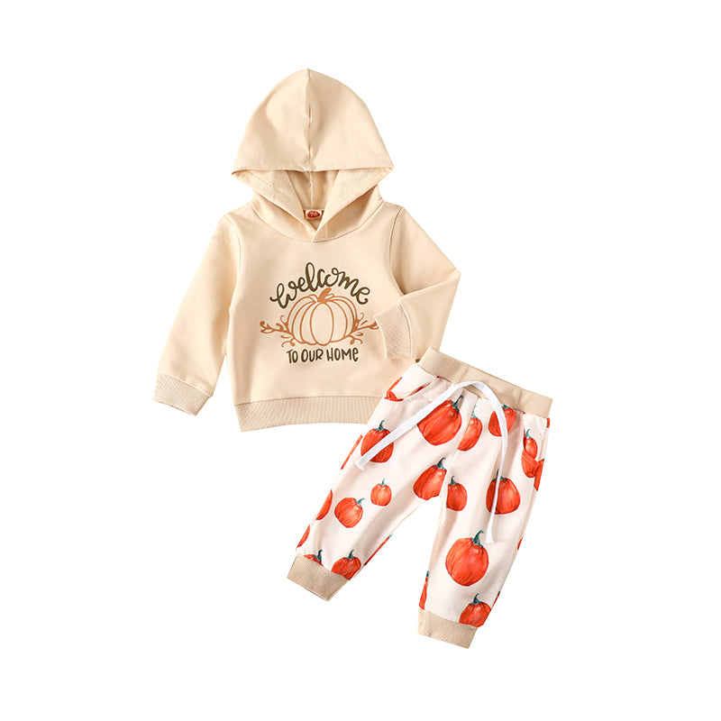 2 Pieces Set Baby Kid Girls Halloween Letters Print Hoodies Swearshirts Fruit And Cartoon Pants Wholesale 221229264