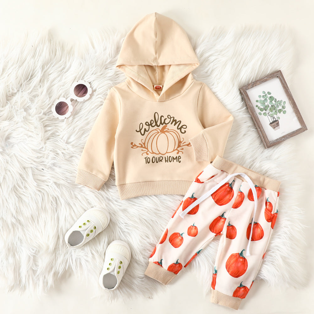 2 Pieces Set Baby Kid Girls Halloween Letters Print Hoodies Swearshirts Fruit And Cartoon Pants Wholesale 221229264