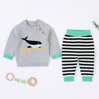 Load image into Gallery viewer, 2 Pieces Set Baby Unisex Animals Cartoon Print Tops And Striped Pants Wholesale 22122927
