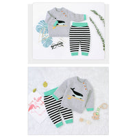 Load image into Gallery viewer, 2 Pieces Set Baby Unisex Animals Cartoon Print Tops And Striped Pants Wholesale 22122927
