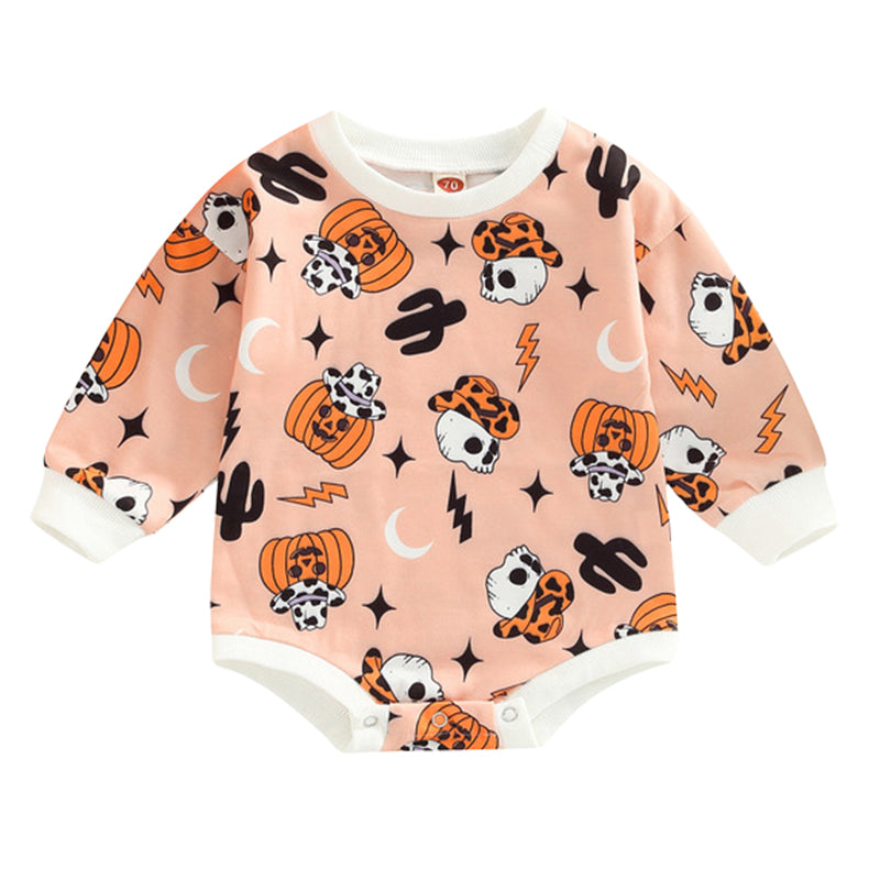 Baby Unisex Cartoon Star Expression Print Halloween Rompers Wholesale 221229292