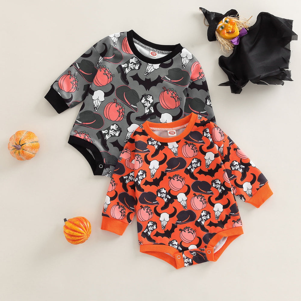 Baby Girls Cartoon Print Halloween Rompers Wholesale 221229308