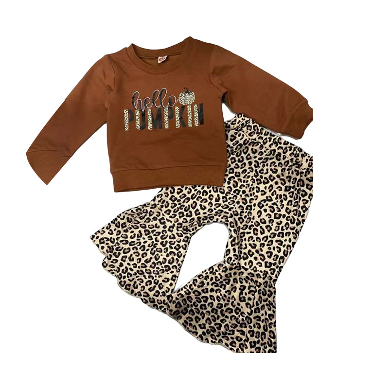 2 Pieces Set Baby Kid Girls Letters Print Hoodies Swearshirts And Leopard Pants Wholesale 221229312