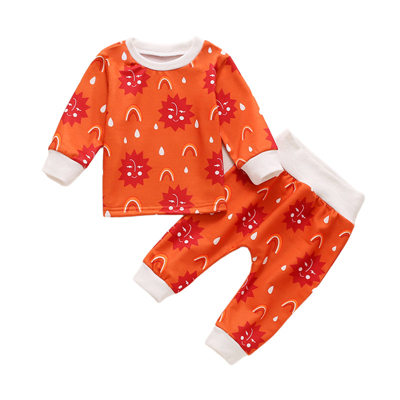 2 Pieces Set Baby Unisex Color-blocking Cartoon Print Tops And Pants Wholesale 22122932