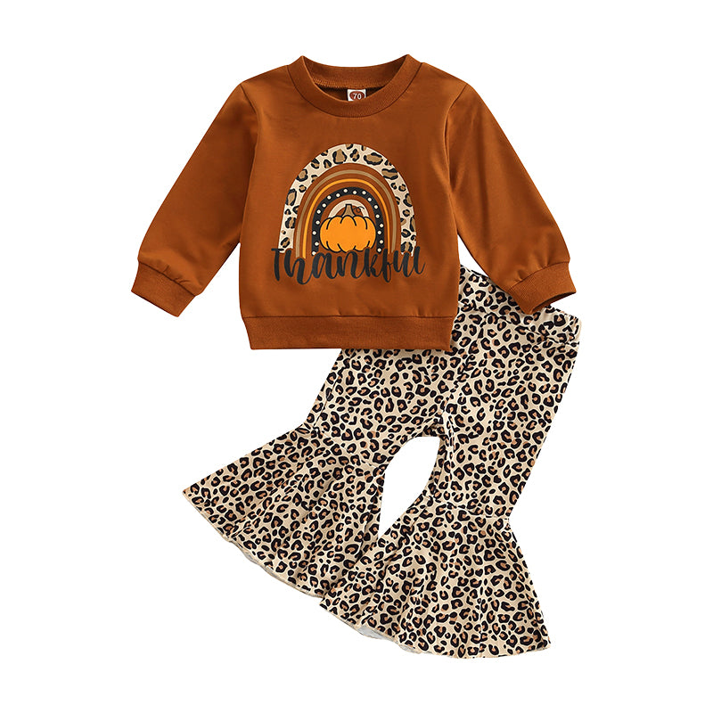 2 Pieces Set Baby Kid Girls Letters Cartoon Print Hoodies Swearshirts And Leopard Pants Wholesale 221229335