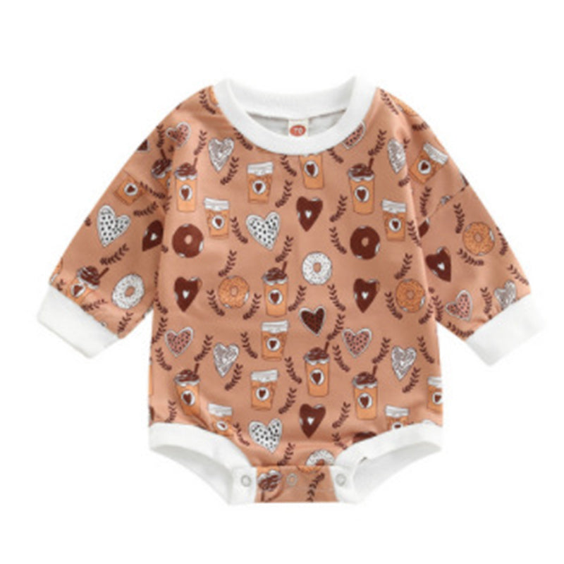 Baby Unisex Love heart Cartoon Print Valentine's Day Rompers Wholesale 221229350