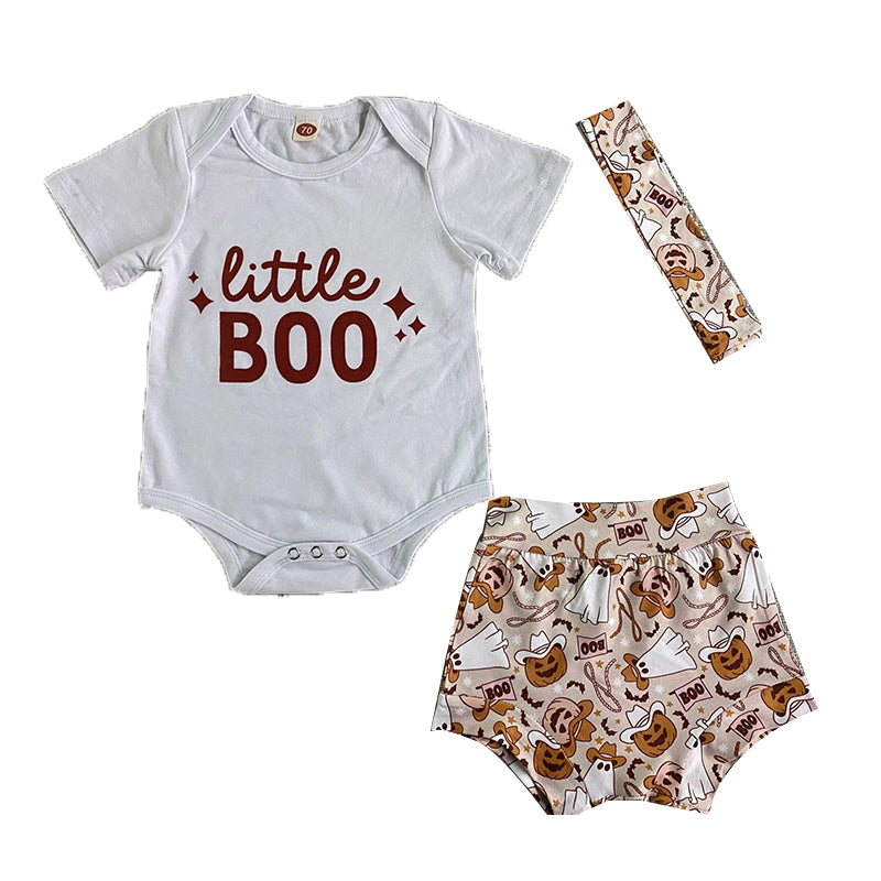 3 Pieces Set Baby Girls Letters Rompers Cartoon Shorts And Headwear Wholesale 221229356