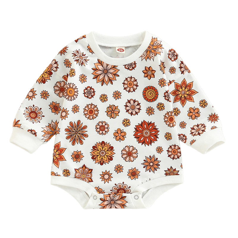 Baby Girls Flower Print Rompers Wholesale 221229368