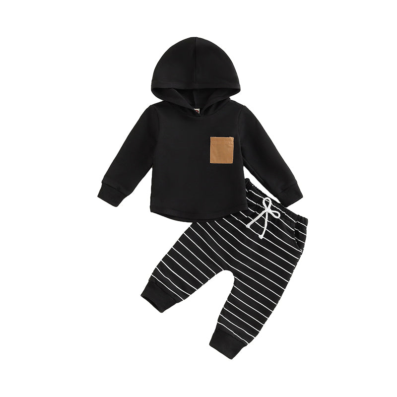 2 Pieces Set Baby Kid Boys Hoodies Swearshirts And Striped Ribbon Pants Wholesale 221229391