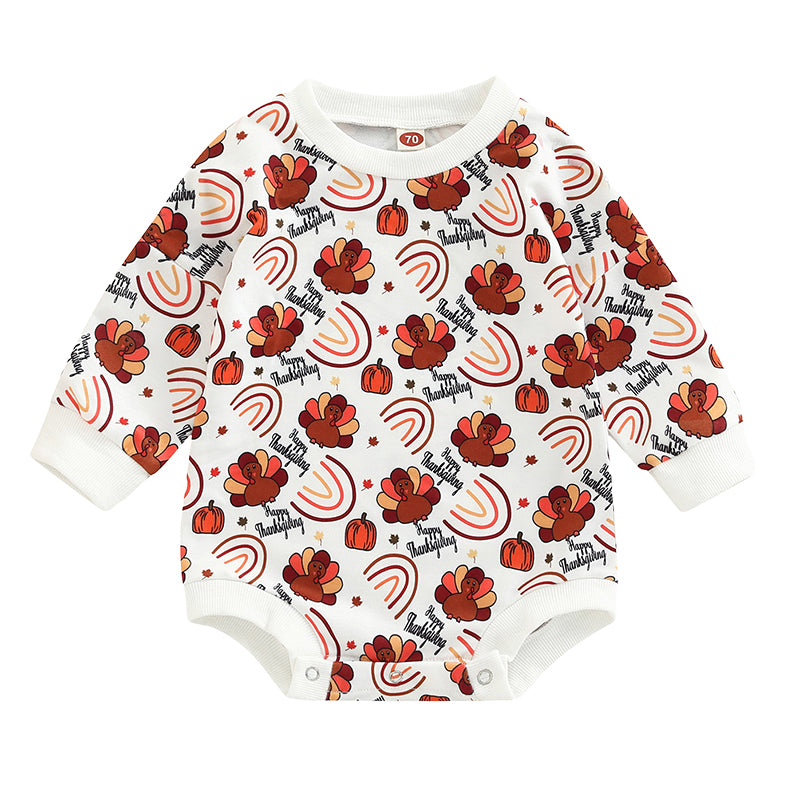 Baby Unisex Letters Cartoon Print Thanksgiving Rompers Wholesale 221229392