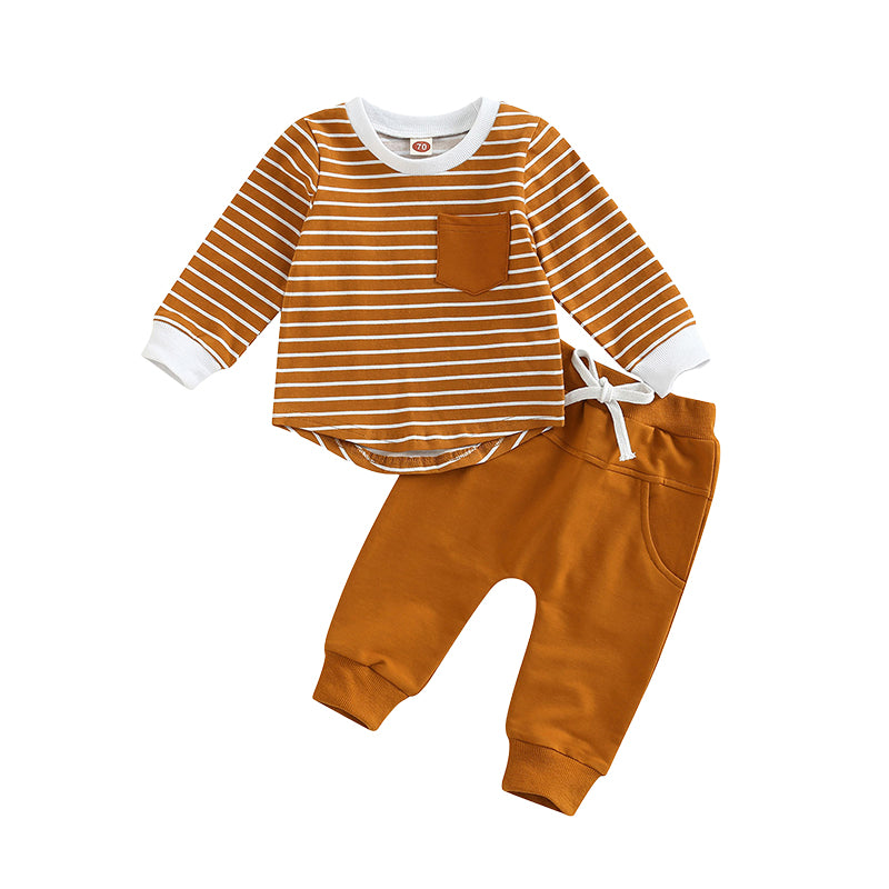 2 Pieces Set Baby Kid Boys Striped Tops And Pants Wholesale 221229416