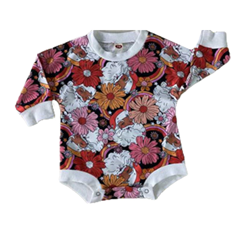 Baby Girls Flower Print Rompers Wholesale 221229424