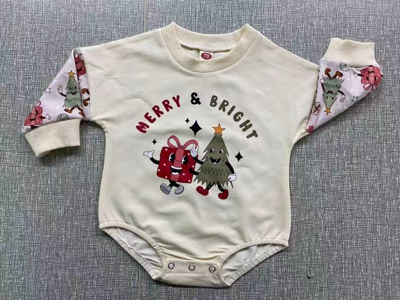 Baby Unisex Letters Cartoon Print Christmas Rompers Wholesale 221229449