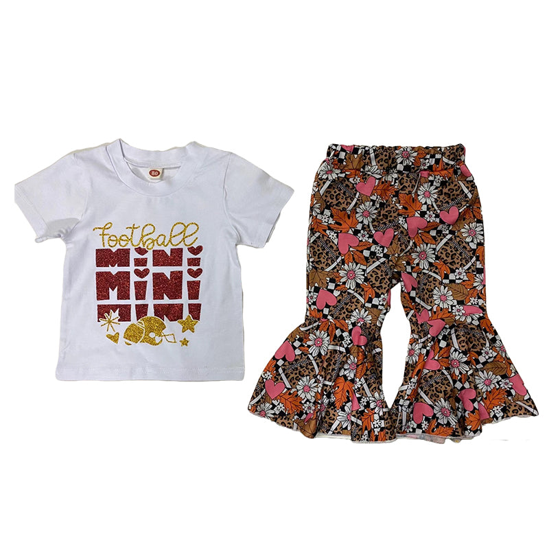 2 Pieces Set Baby Kid Girls Letters T-Shirts And Flower Print Pants Wholesale 221229502