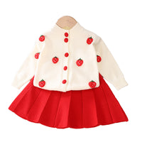 Load image into Gallery viewer, 2 Pieces Set Baby Kid Girls Flower Embroidered Cardigan And Solid Color Skirts Wholesale 221229535
