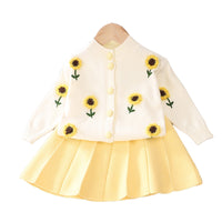 Load image into Gallery viewer, 2 Pieces Set Baby Kid Girls Flower Embroidered Cardigan And Solid Color Skirts Wholesale 221229535
