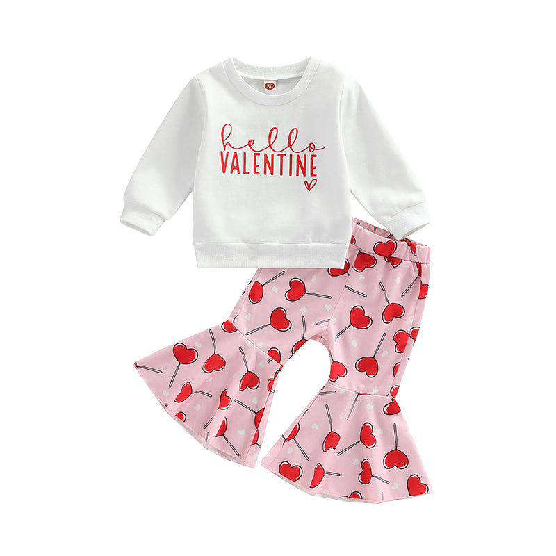 2 Pieces Set Baby Kid Girls Letters Print Hoodies Swearshirts And Love heart Pants Wholesale 221229608