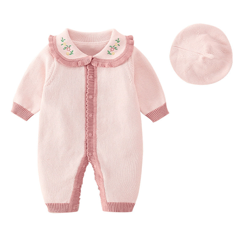 Baby Girls Flower Embroidered Jumpsuits Wholesale 221229610