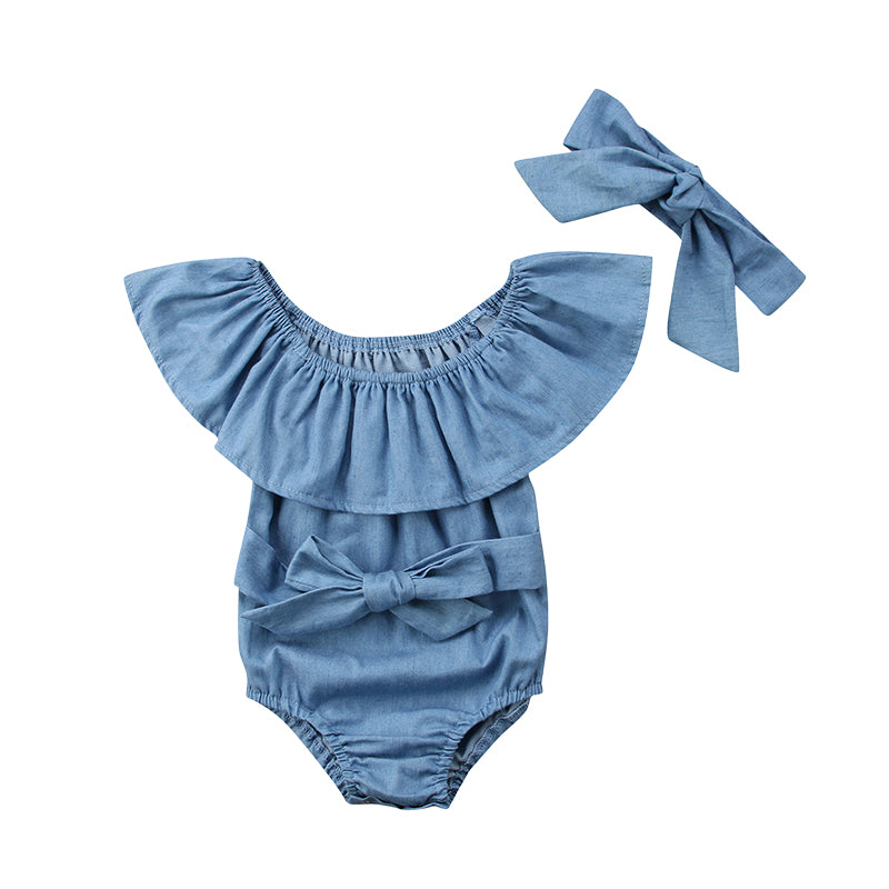 Baby Girls Solid Color Rompers And Headwear Wholesale 221229631