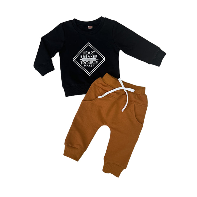 2 Pieces Set Baby Kid Boys Letters Hoodies Swearshirts And Solid Color Pants Wholesale 221229648