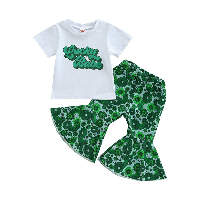 2 Pieces Set Baby Kid Girls Letters T-Shirts And Flower Pants Wholesale 221229655