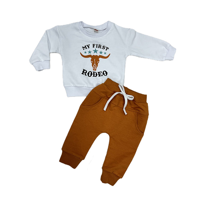 2 Pieces Set Baby Unisex Letters Cartoon Print Tops And Solid Color Ribbon Pants Wholesale 221229657