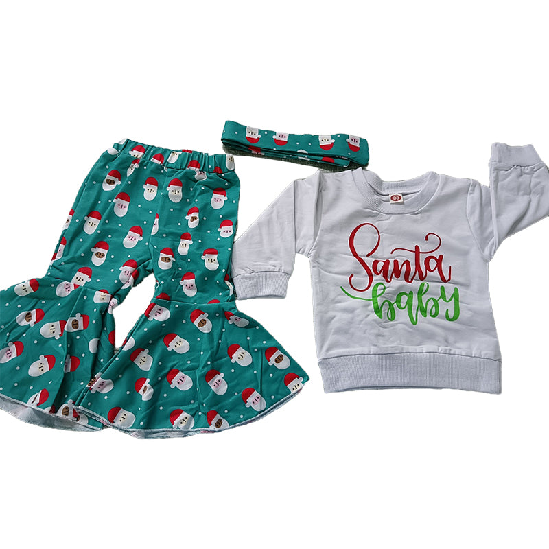2 Pieces Set Baby Kid Girls Christmas Letters Hoodies Swearshirts And Cartoon Pants Wholesale 221229665