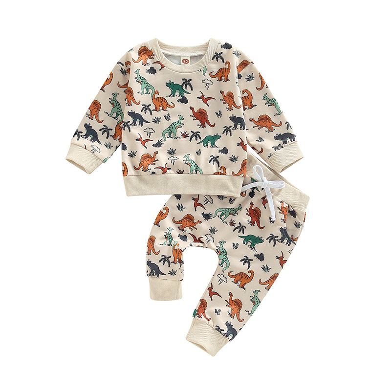 2 Pieces Set Baby Kid Boys Dinosaur Print Hoodies Swearshirts And Pants Wholesale 221229670