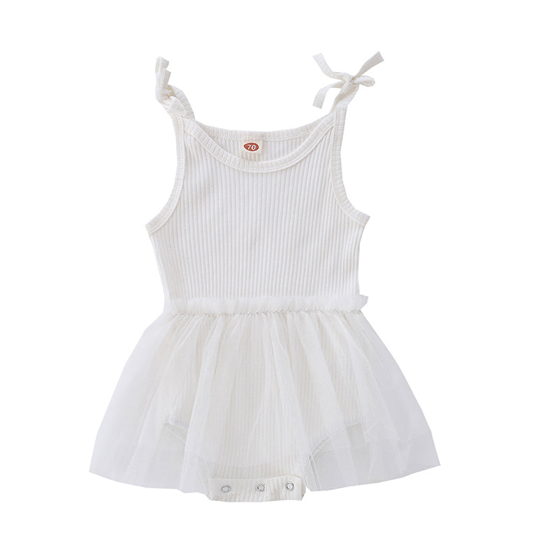 Baby Girls Solid Color Rompers Wholesale 22122970