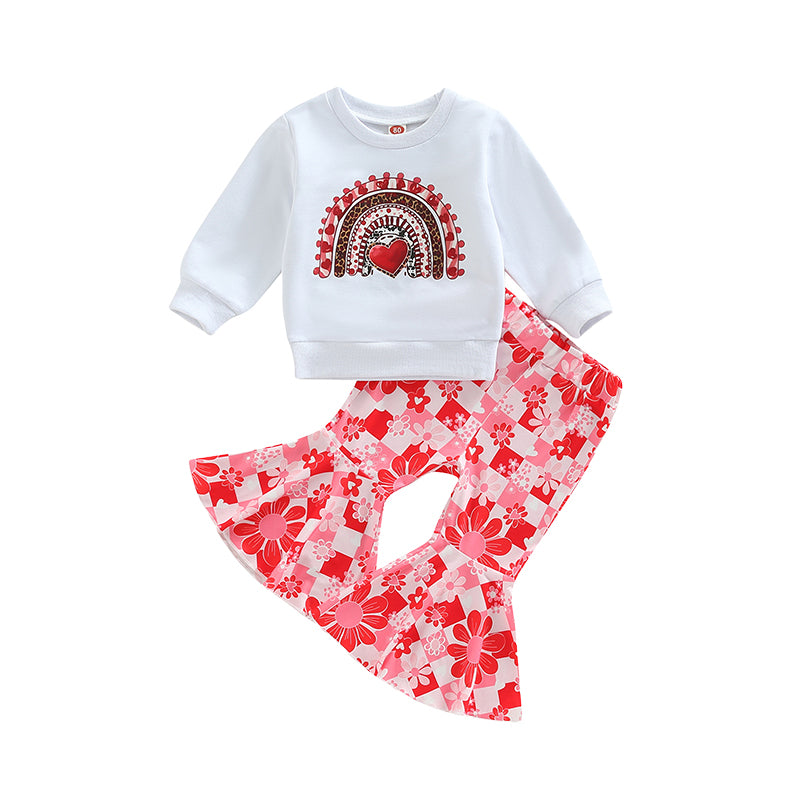 2 Pieces Set Baby Kid Girls Letters Love heart Print Tops And Pants Wholesale 221229700
