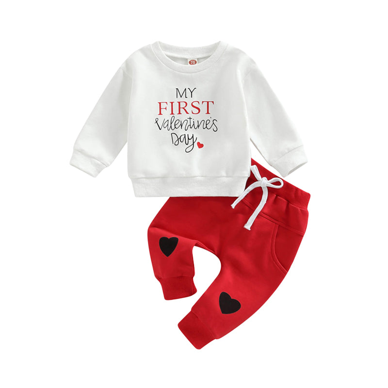 2 Pieces Set Baby Girls Letters Hoodies Swearshirts And Love heart Pants Wholesale 221229718
