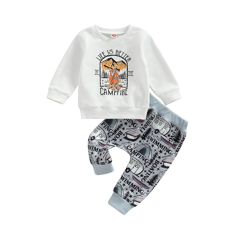 2 Pieces Set Baby Kid Boys Letters Print Hoodies Swearshirts And Star Pants Wholesale 221229730
