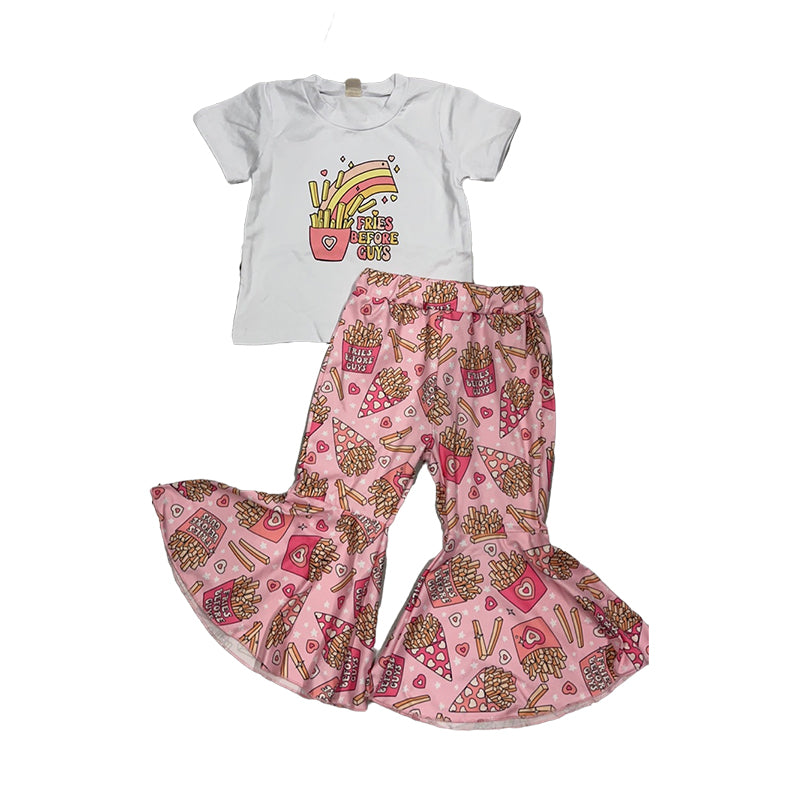 2 Pieces Set Baby Kid Girls Valentine's Day Letters Print T-Shirts And Love heart Pants Wholesale 221229732