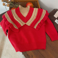 Load image into Gallery viewer, Baby Kid Girls Color-blocking Crochet Sweaters Wholesale 221229742
