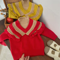 Load image into Gallery viewer, Baby Kid Girls Color-blocking Crochet Sweaters Wholesale 221229742
