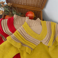 Load image into Gallery viewer, Baby Kid Girls Color-blocking Crochet Sweaters Wholesale 221229742

