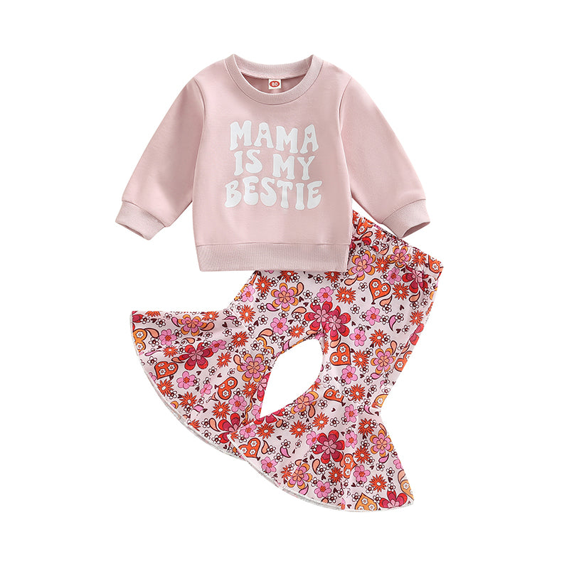 2 Pieces Set Baby Kid Girls Letters Hoodies Swearshirts And Flower Pants Wholesale 221229748