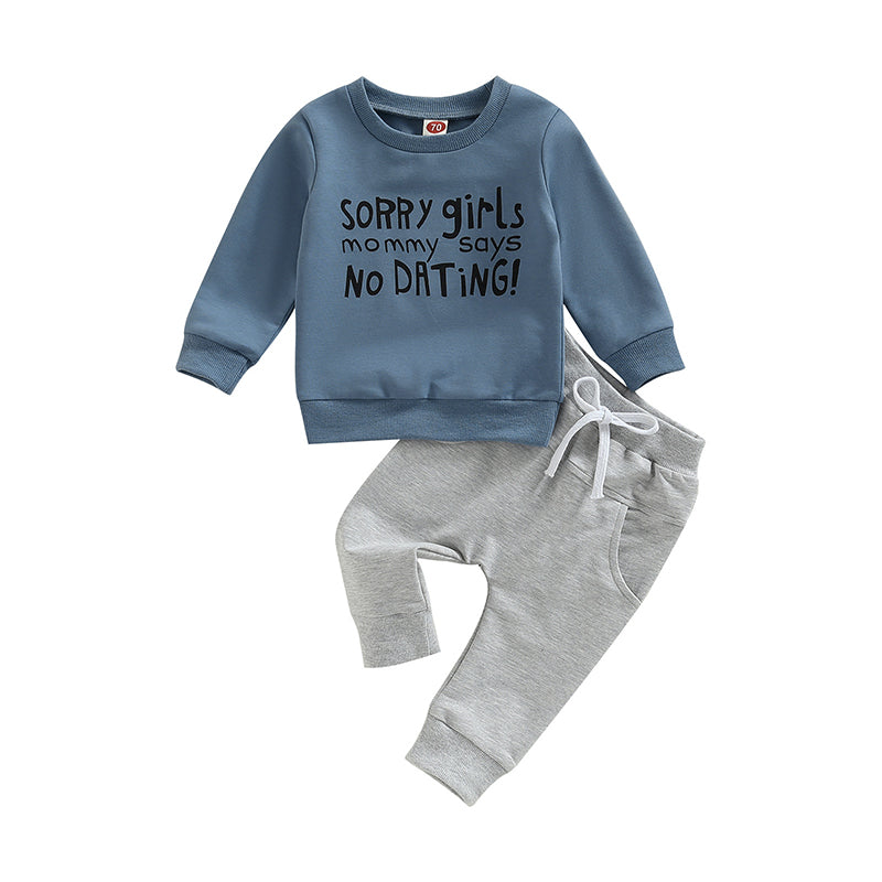 2 Pieces Set Baby Kid Boys Letters Hoodies Swearshirts And Solid Color Pants Wholesale 221229749