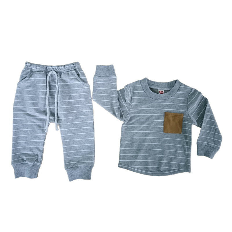 2 Pieces Set Baby Kid Unisex Striped Tops And Pants Wholesale 221229756