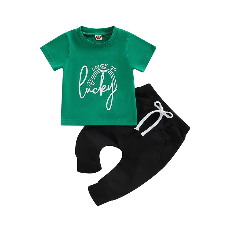 2 Pieces Set Baby Kid Girls Letters Print T-Shirts And Solid Color Ribbon Pants Wholesale 221229767
