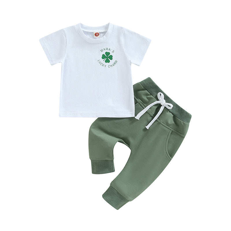 2 Pieces Set Baby Kid Unisex Letters Print T-Shirts And Solid Color Pants Wholesale 221229769