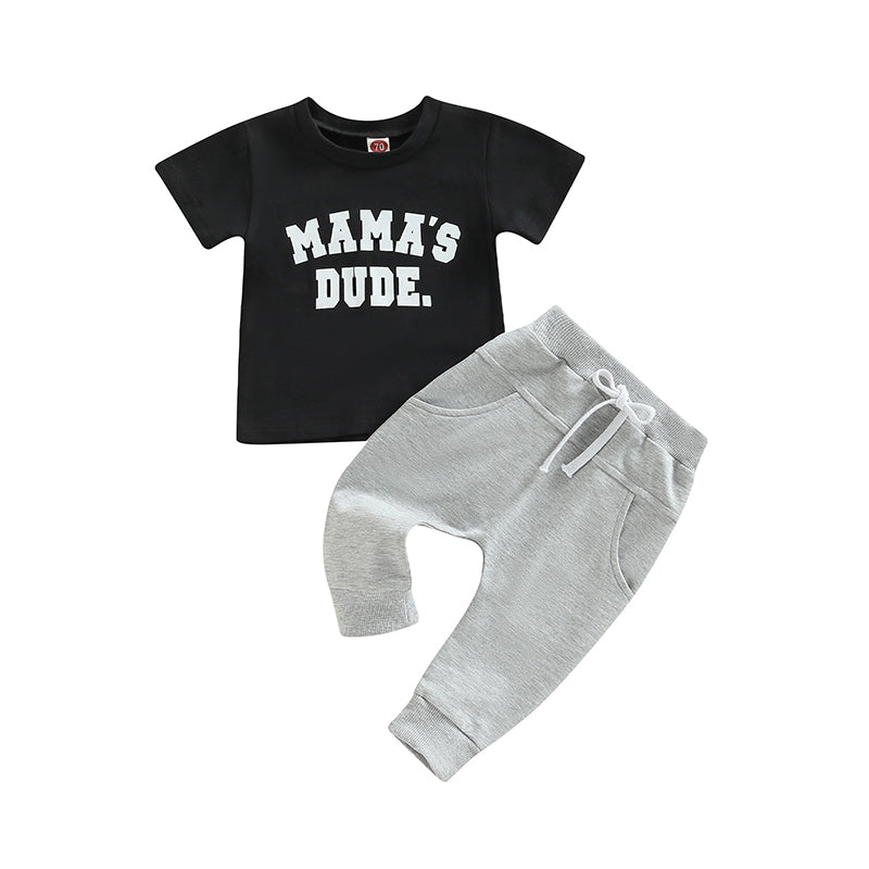 2 Pieces Set Baby Kid Boys Letters T-Shirts And Solid Color Pants Wholesale 221229800