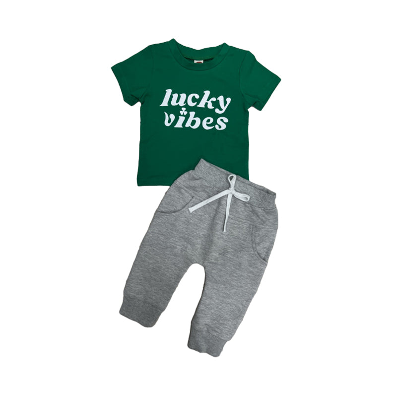 2 Pieces Set Baby Kid Boys Letters T-Shirts And Solid Color Pants Wholesale 221229803