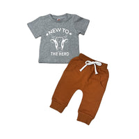 Load image into Gallery viewer, 2 Pieces Set Baby Kid Boys Letters Animals T-Shirts And Solid Color Pants Wholesale 221229825

