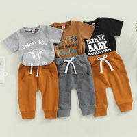 Load image into Gallery viewer, 2 Pieces Set Baby Kid Boys Letters Animals T-Shirts And Solid Color Pants Wholesale 221229825
