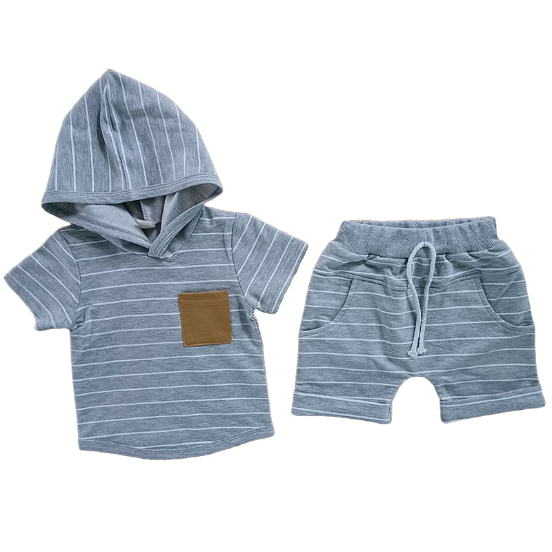 2 Pieces Set Baby Kid Boys Striped Tops And Shorts Wholesale 221229829