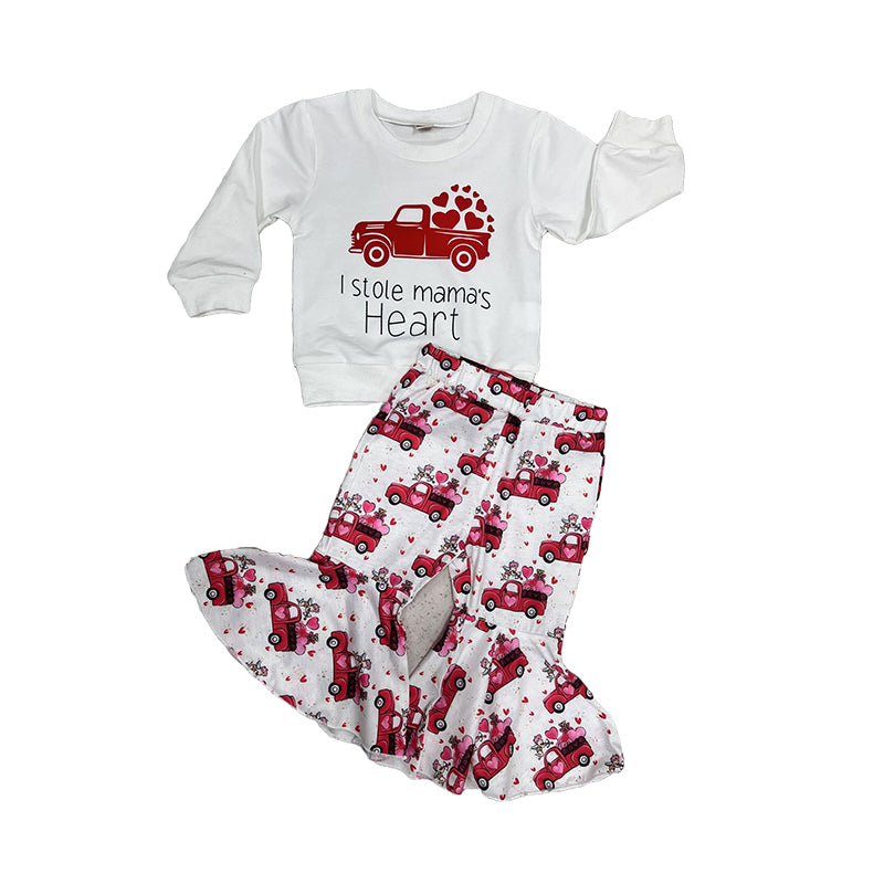 2 Pieces Set Baby Kid Girls Valentine's Day Letters Cartoon Print Tops And Pants Wholesale 221229831