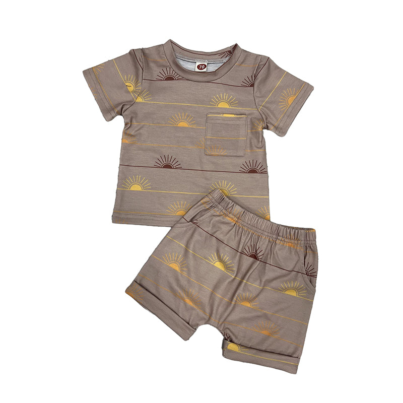 2 Pieces Set Baby Kid Unisex Print T-Shirts And Shorts Wholesale 221229846