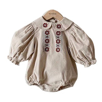 Load image into Gallery viewer, Baby Girls Flower Embroidered Rompers Wholesale 221229853
